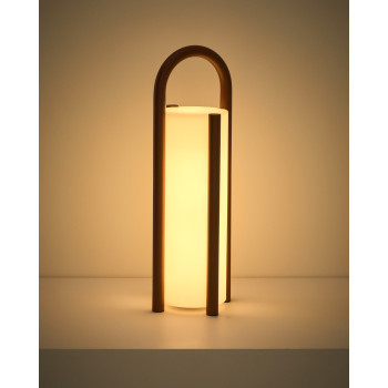 Luminária de mesa portátil grande Leros em polietileno e aço.