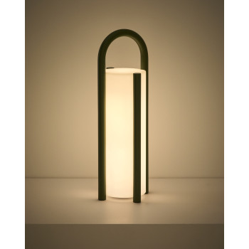 Luminária de mesa portátil grande Leros em polietileno e aço.