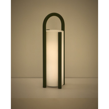 Luminária de mesa portátil grande Leros em polietileno e aço.