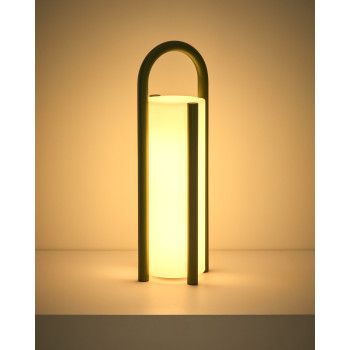 Luminária de mesa portátil grande Leros em polietileno e aço.
