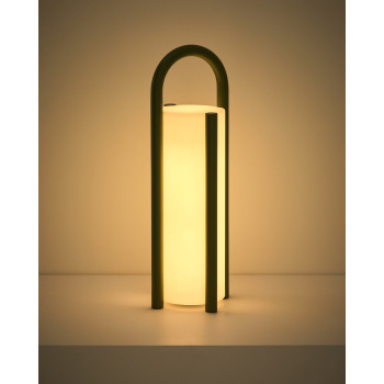 Luminária de mesa portátil grande Leros em polietileno e aço.