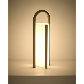 Luminária de mesa portátil grande Leros em polietileno e aço.