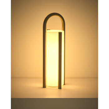 Luminária de mesa portátil grande Leros em polietileno e aço.