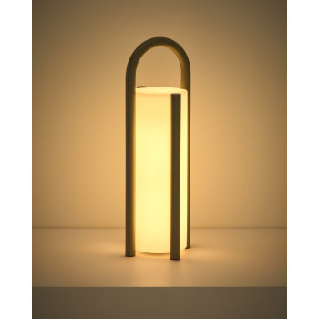 Luminária de mesa portátil grande Leros em polietileno e aço.