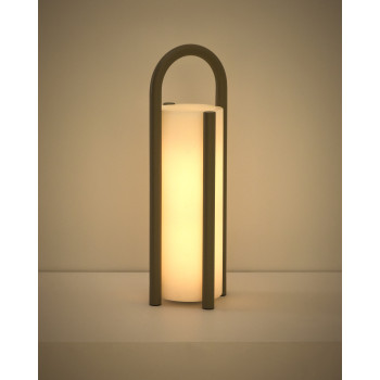 Luminária de mesa portátil grande Leros em polietileno e aço.
