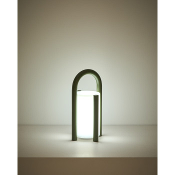 Luminária de mesa portátil Leros, pequena, em polietileno e aço.