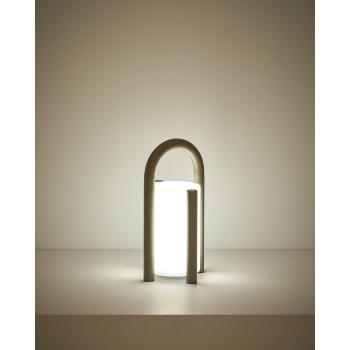 Luminária de mesa portátil Leros, pequena, em polietileno e aço.