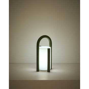 Luminária de mesa portátil Leros, pequena, em polietileno e aço.