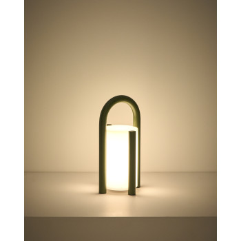 Luminária de mesa portátil Leros, pequena, em polietileno e aço.