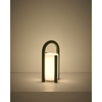 Luminária de mesa portátil Leros, pequena, em polietileno e aço.