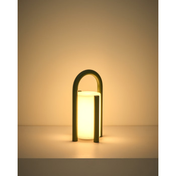 Luminária de mesa portátil Leros, pequena, em polietileno e aço.