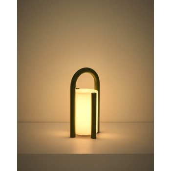 Luminária de mesa portátil Leros, pequena, em polietileno e aço.