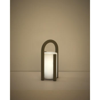 Luminária de mesa portátil Leros, pequena, em polietileno e aço.