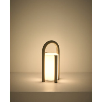 Luminária de mesa portátil Leros, pequena, em polietileno e aço.