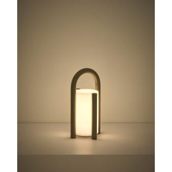 Luminária de mesa portátil Leros, pequena, em polietileno e aço.