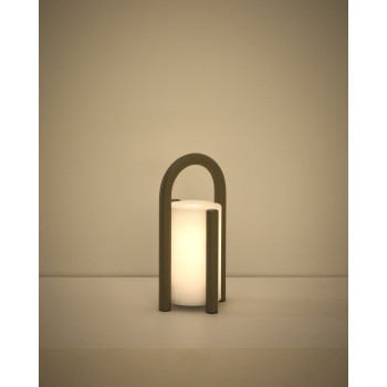 Luminária de mesa portátil Leros, pequena, em polietileno e aço.