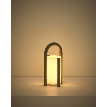 Luminária de mesa portátil Leros, pequena, em polietileno e aço.
