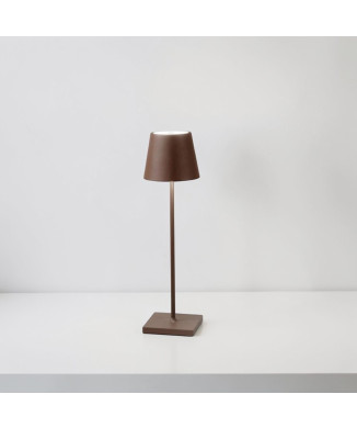 Luminária de mesa LED recarregável, cor bronze, 2,2 W, 190 lúmens, 3000 K, dimerizável, IP54, 7 x 25 cm