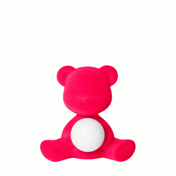 Luminária QEEBOO 25002 em formato de ursinho de pelúcia com acabamento aveludado e LED recarregável.