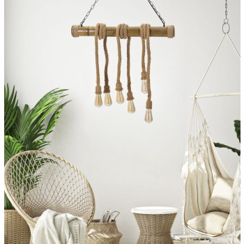 Lustre de bambu/corda
