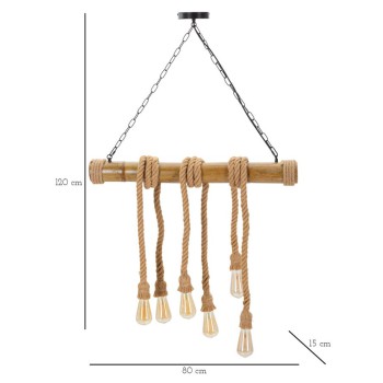 Lustre de bambu/corda