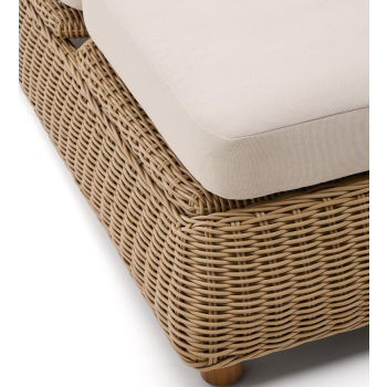 Espreguiçadeira dupla Meria em rattan sintético com pés em madeira maciça de acácia 100% certificada pelo FSC.