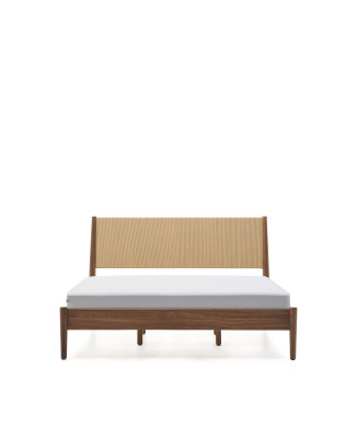 Cama Elan, folheada a nogueira e madeira maciça, colchão, 160x200cm, FSC Mix Credit