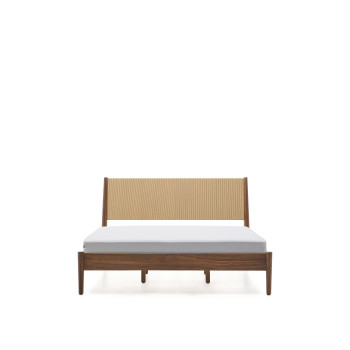 Cama Elan, folheada a nogueira e madeira maciça, colchão, 160x200cm, FSC Mix Credit
