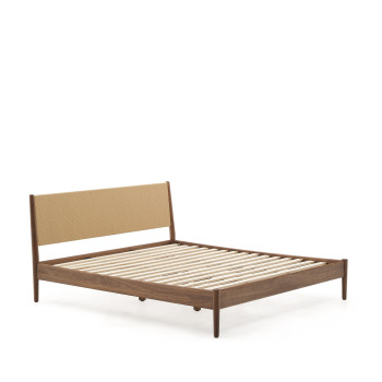 Cama Elan, folheada a nogueira e madeira maciça, colchão de 180x200cm, FSC Mix Credit