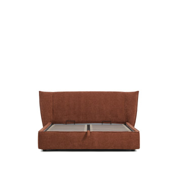 Cama removível Arvian em chenille terracota com compartimento articulado para colchão de 160 x 200 cm