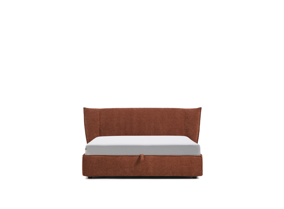 Cama removível Arvian em chenille terracota com compartimento articulado para colchão de 160 x 200 cm