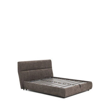 Cama removível Dafra em chenille marrom escuro com compartimento articulado para colchão de 160 x 200 cm