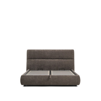 Cama removível Dafra em chenille marrom escuro com compartimento articulado para colchão de 160 x 200 cm