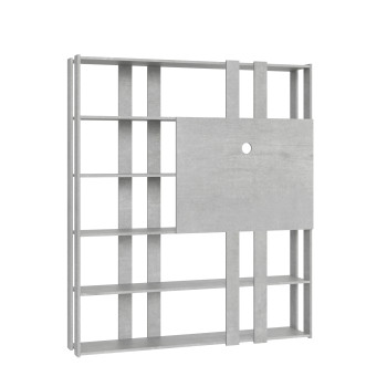 Suporte para TV com Estante Kato - Composição N Kato 6R 6 tiras longas 2 tiras curtas 2 tiras médias Painel de TV Branco Freixo