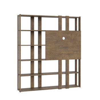 Suporte para TV com Estante Kato - Composição N Kato 6R 6 tiras longas 2 tiras curtas 2 tiras médias Painel de TV Branco Freixo