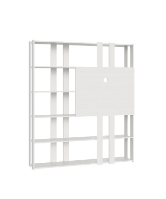 Suporte para TV com Estante Kato - Composição N Kato 6R 6 tiras longas 2 tiras curtas 2 tiras médias Painel de TV Branco Freixo