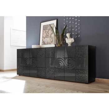 Aparador MIRO de 4 portas, 241x84x43 cm, preto