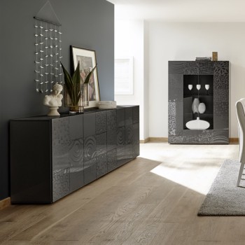 Aparador MIRO de 4 portas, 241x84x43 cm, preto