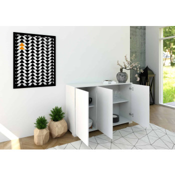 Aparador/Suporte para TV/Aparador Alto Lumina Branco Brilhante - Aparador com 3 Portas 130x40x83 cm Lumina Branco Brilhante