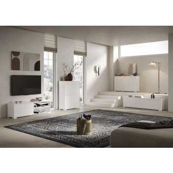 Aparador/Suporte para TV/Aparador Alto Lumina Branco Brilhante - Aparador com 3 Portas 130x40x83 cm Lumina Branco Brilhante