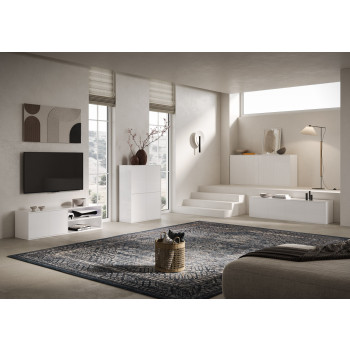 Aparador/Suporte para TV/Aparador Alto Lumina Branco Brilhante - Aparador com 3 Portas 130x40x83 cm Lumina Branco Brilhante