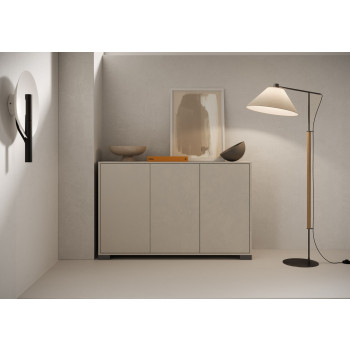 Aparador/Suporte para TV/Aparador Alto Lumina Branco Brilhante - Aparador com 3 Portas 130x40x83 cm Lumina Branco Brilhante