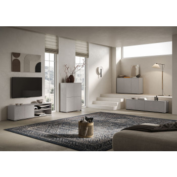 Aparador/Suporte para TV/Aparador Alto Lumina Branco Brilhante - Aparador com 3 Portas 130x40x83 cm Lumina Branco Brilhante