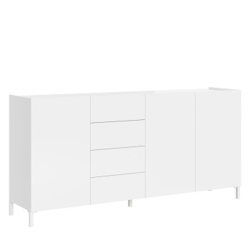 Aparador Solaria Branco Brilhante/Suporte para TV/Aparador Alto - Aparador com 3 portas/4 gavetas 174x40x84 cm Solaria Branco Brilhante