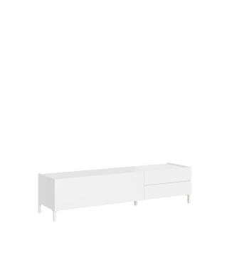 Aparador/Suporte para TV/Aparador Alto Solaria Branco Brilhante - Suporte para TV com 1 Porta/2 Gavetas 160x42x40 cm Solaria Branco Brilhante