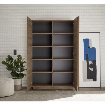 Armário de armazenamento JUPITER com 2 portas, 121x44x193 cm, cor nogueira.