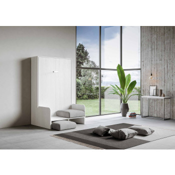 Mod. Kentaro French 140 com sofá - Cama de casal dobrável Kentaro 140 com sofá em freixo branco e cinza.