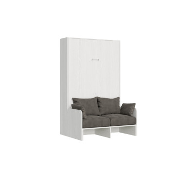 Mod. Kentaro French 140 com sofá - Cama de casal dobrável Kentaro 140 com sofá em freixo branco e cinza.
