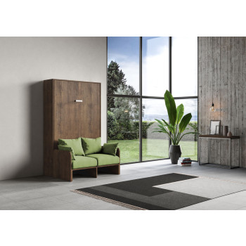 Mod. Kentaro French 140 com sofá - Cama de casal dobrável Kentaro 140 com sofá em freixo branco e verde.