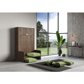 Mod. Kentaro French 140 com sofá - Cama de casal dobrável Kentaro 140 com sofá em freixo branco e verde.